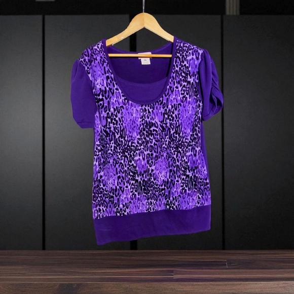 Xclusiv Tops - Xclusiv Purple Leopard Print Sz XL Women's Top